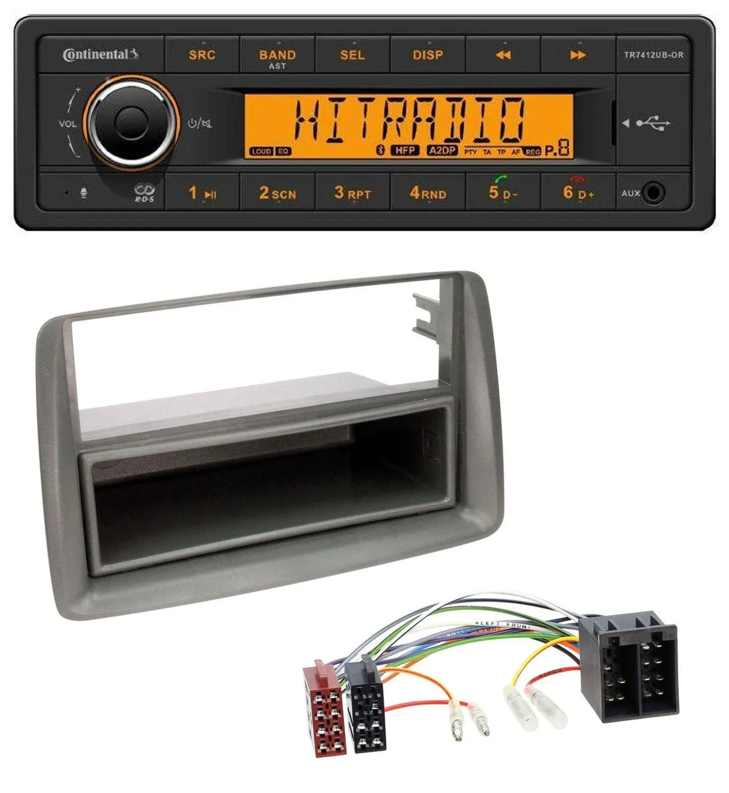 Continental MP3 Bluetooth AUX USB Autoradio für Fiat Panda (169 2003-2012) grau