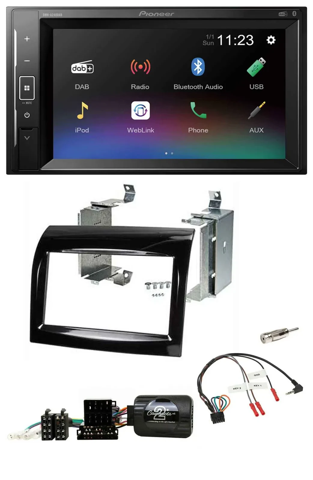 Автомагнитола Pioneer 2DIN, DAB, Bluetooth, USB, для Fiat Ducato 2012–2015, черный глянец