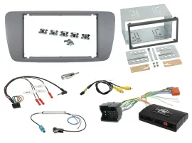 Einbauset Lenkradadapter Doppel DIN Autoradio für Seat Ibiza 08-15 blau grau