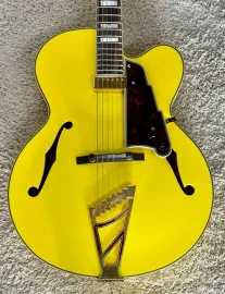 D'Angelico Ltd Deluxe EXL1 Hollowbody Guitar, Matte Yellow w/Case, DADEXL1MYLGT