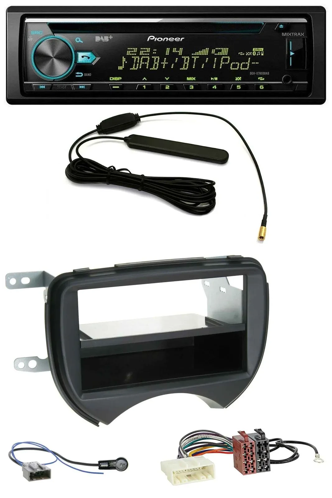 Pioneer CD MP3 AUX DAB USB Autoradio für Nissan Micra K13 10-13 schwarz