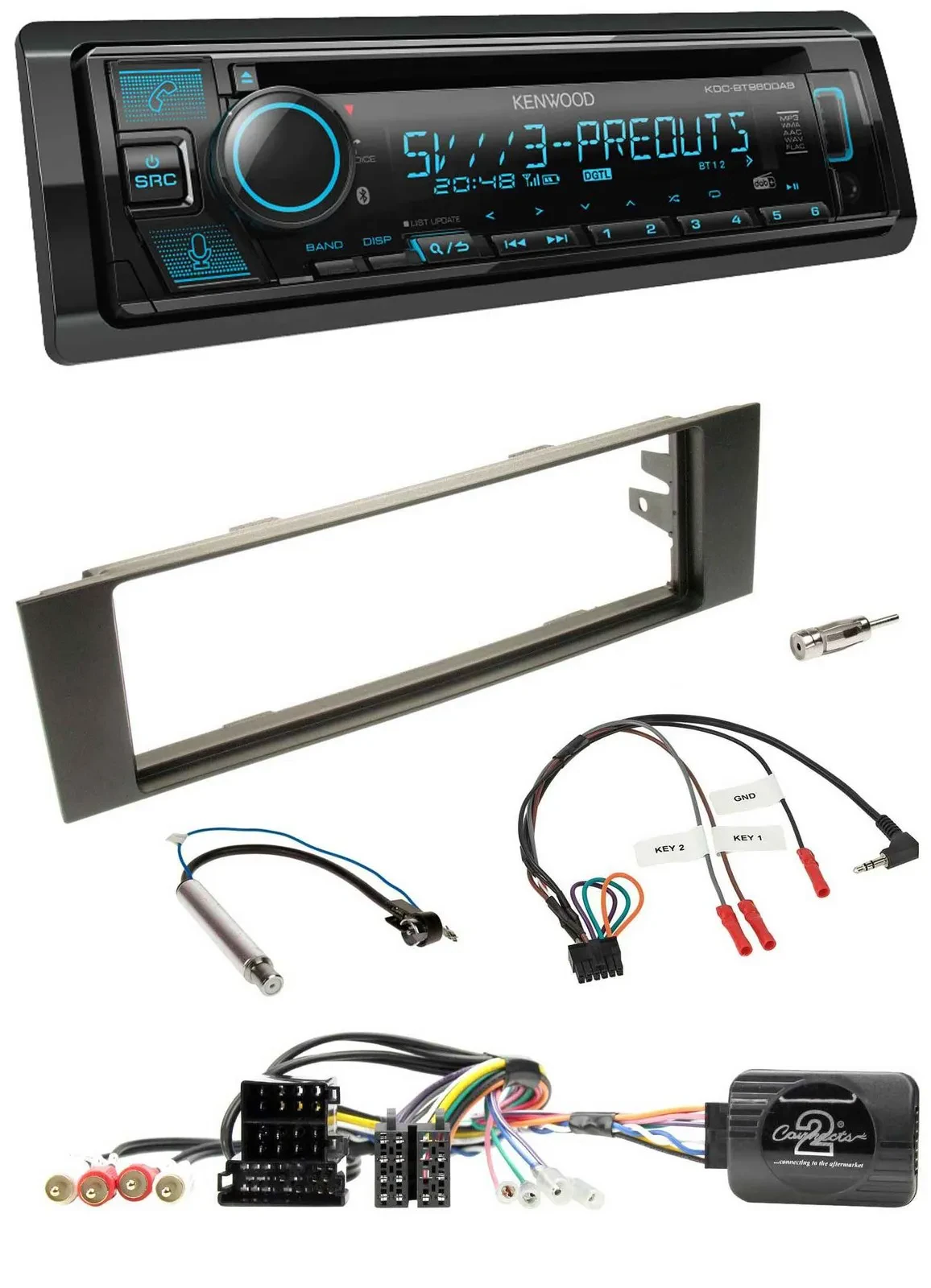 Kenwood Bluetooth USB CD Lenkrad DAB Autoradio für Audi A3 (2003-2006)
