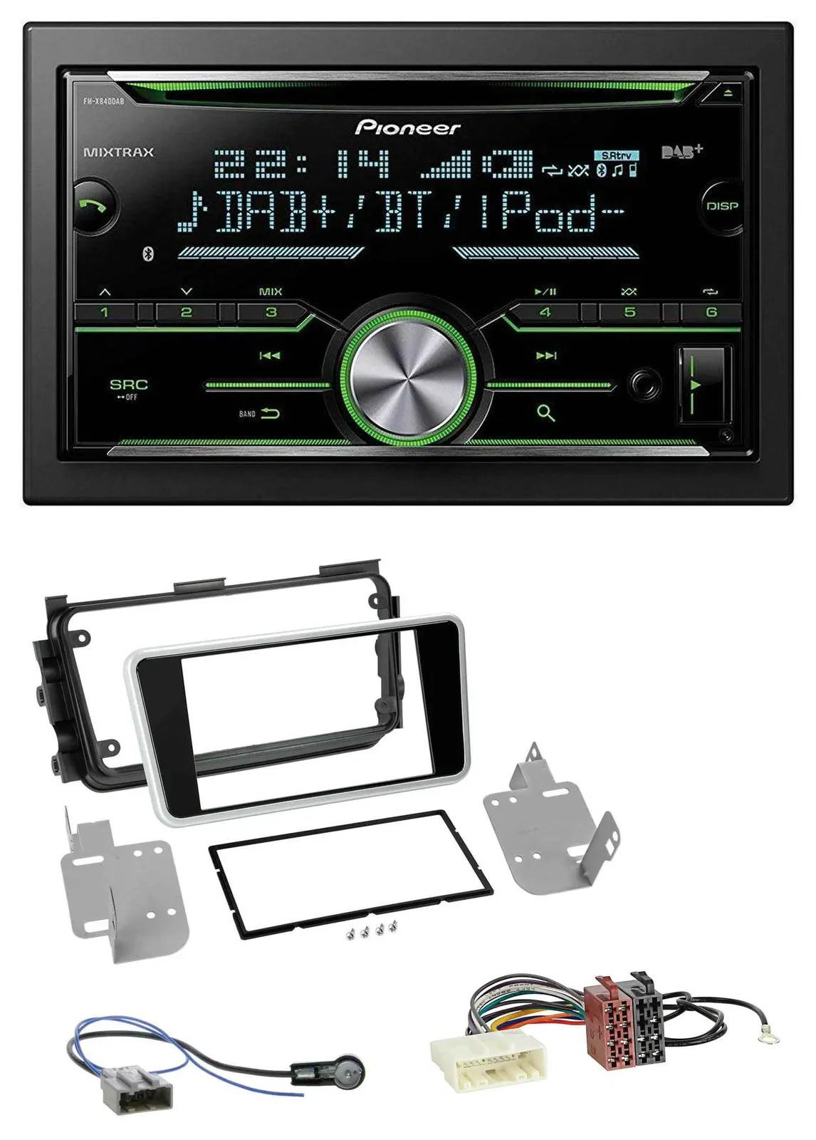 Pioneer Bluetooth MP3 DAB 2DIN USB CD Autoradio für Nissan Micra ab 2017 schwarz