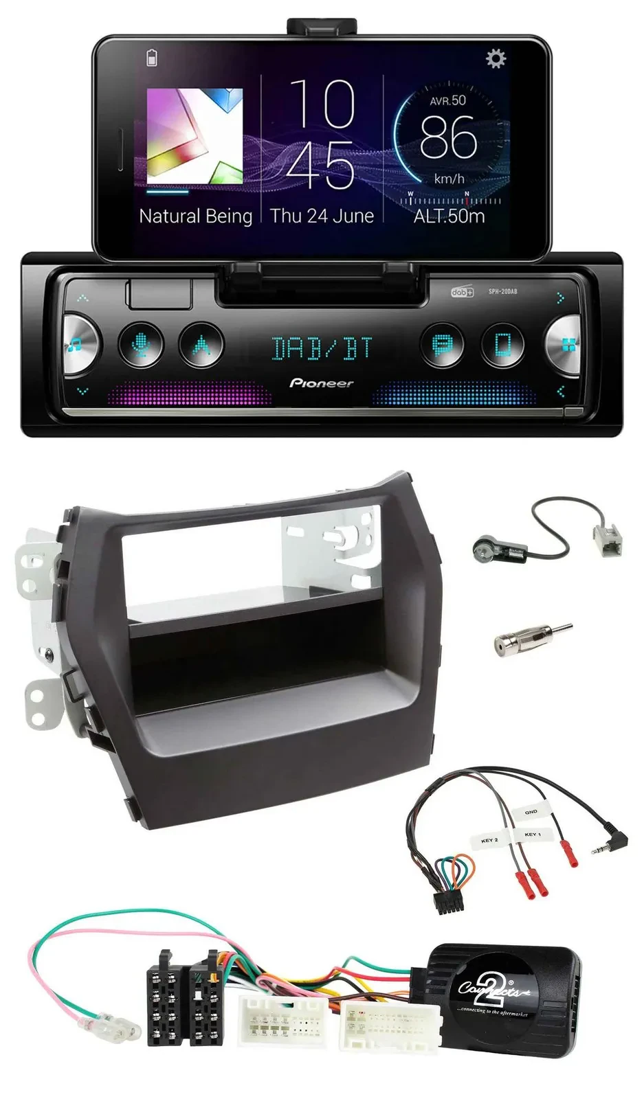 Pioneer USB Lenkrad Bluetooth DAB Autoradio für Hyundai Santa Fe ab 2012 schwarz