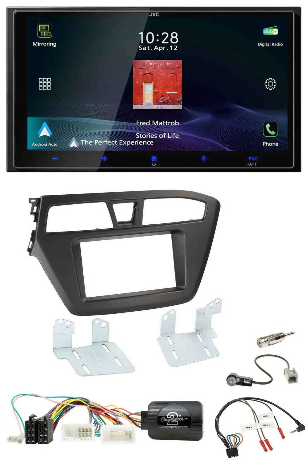 JVC USB Bluetooth 2DIN DAB Lenkrad Autoradio für Hyundai i20 ab 2015 ohne Sounds