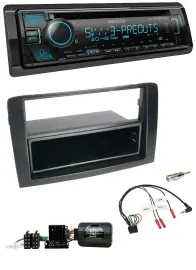 Автомагнитола для Fiat Idea 2006–2012 Kenwood Bluetooth, USB, CD, DAB, черный