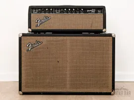 1965 Fender Tremolux Black Panel Piggyback Vintage Tube Amp Head & 2x10 Cab