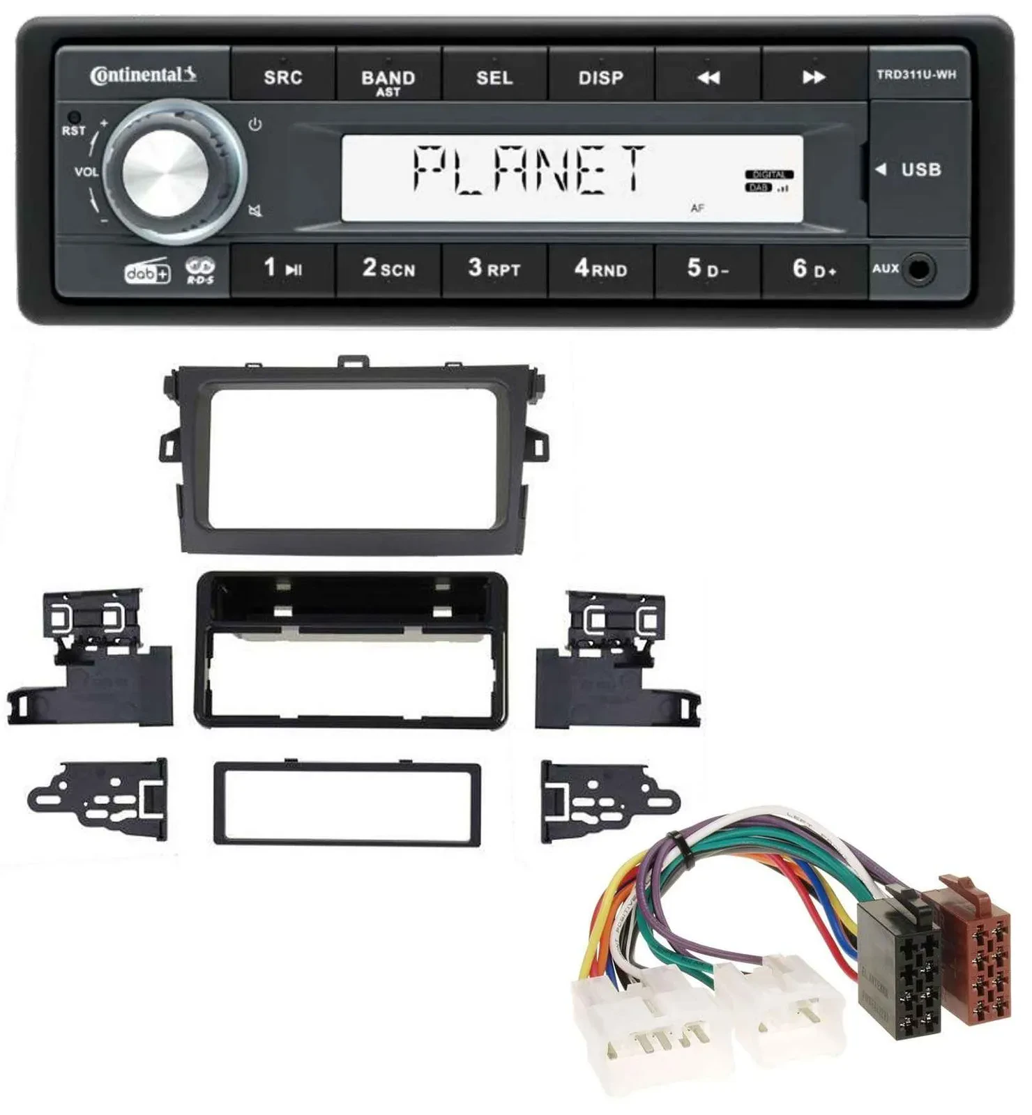 Continental MP3 AUX USB DAB 1DIN Autoradio für Toyota Corolla 2009-2012 silber