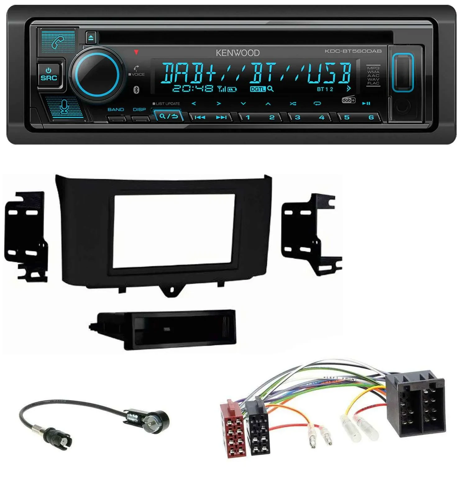 Kenwood Bluetooth DAB CD MP3 USB Autoradio für Smart ForTwo (2010-2015)