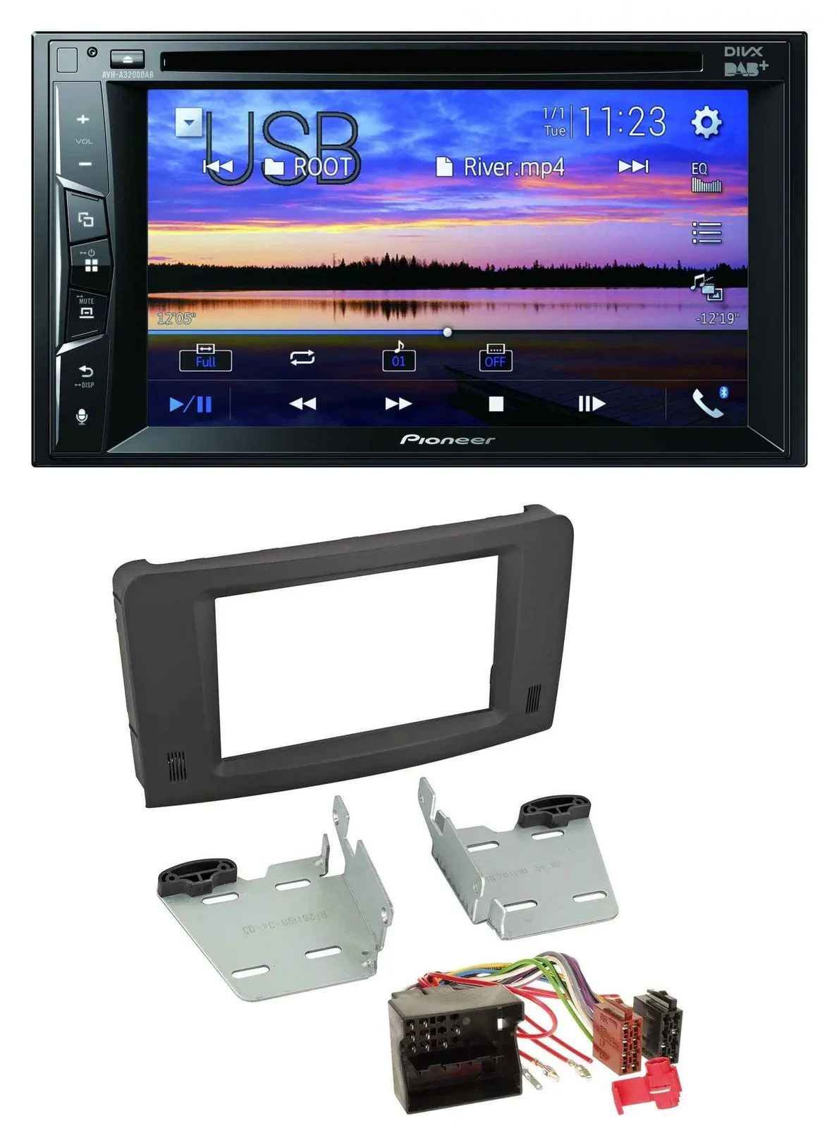 Pioneer Bluetooth 2DIN USB DVD DAB MP3 Autoradio für Mercedes M-Klasse W164 05-1