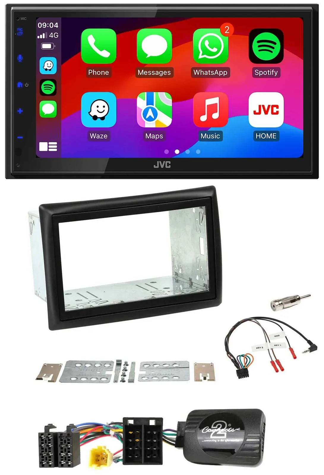 JVC Bluetooth USB Lenkrad 2DIN DAB Autoradio für Renault Megane II 2005-2008
