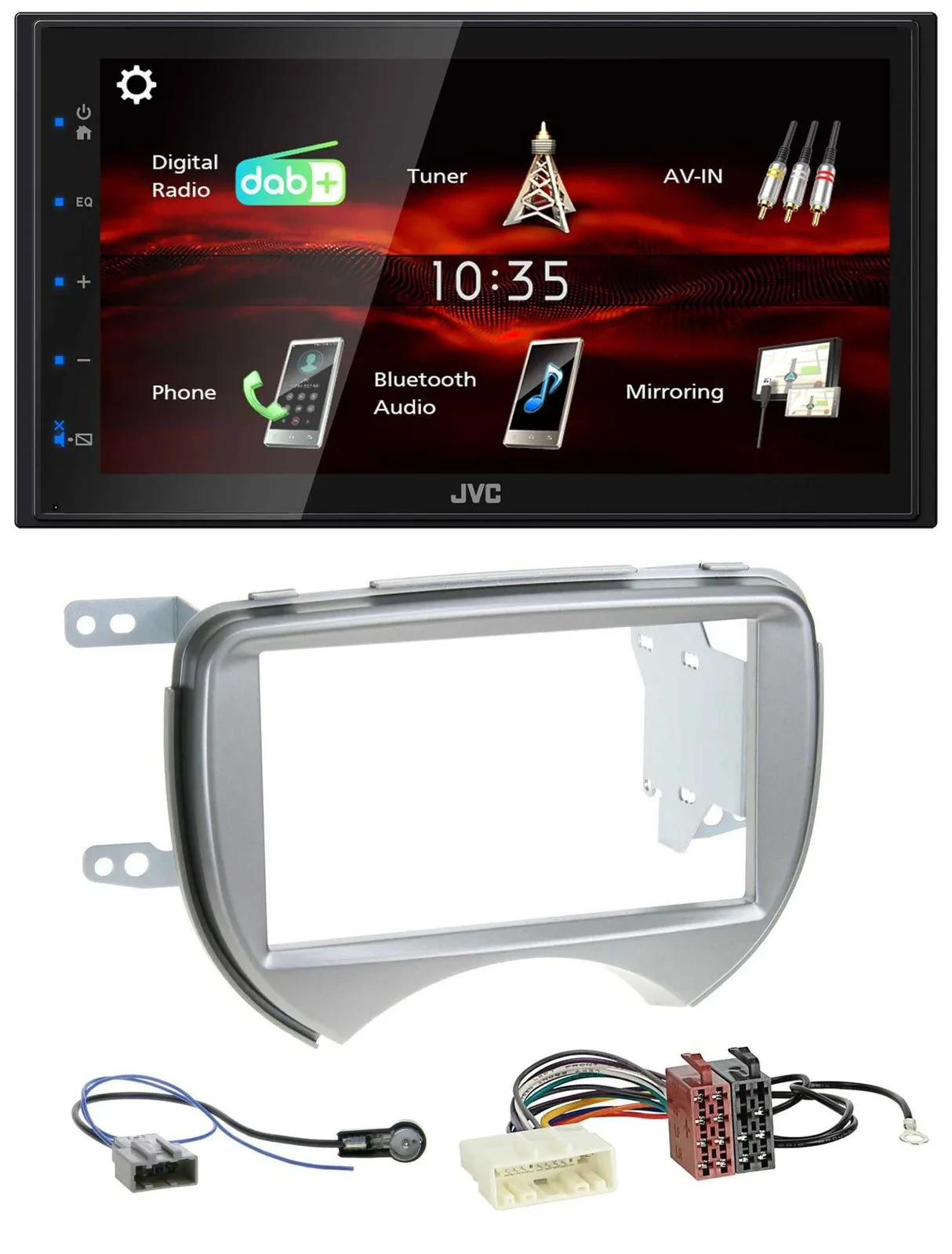 JVC USB Bluetooth MP3 DAB 2DIN Autoradio für Nissan Micra 2010-2013 silber
