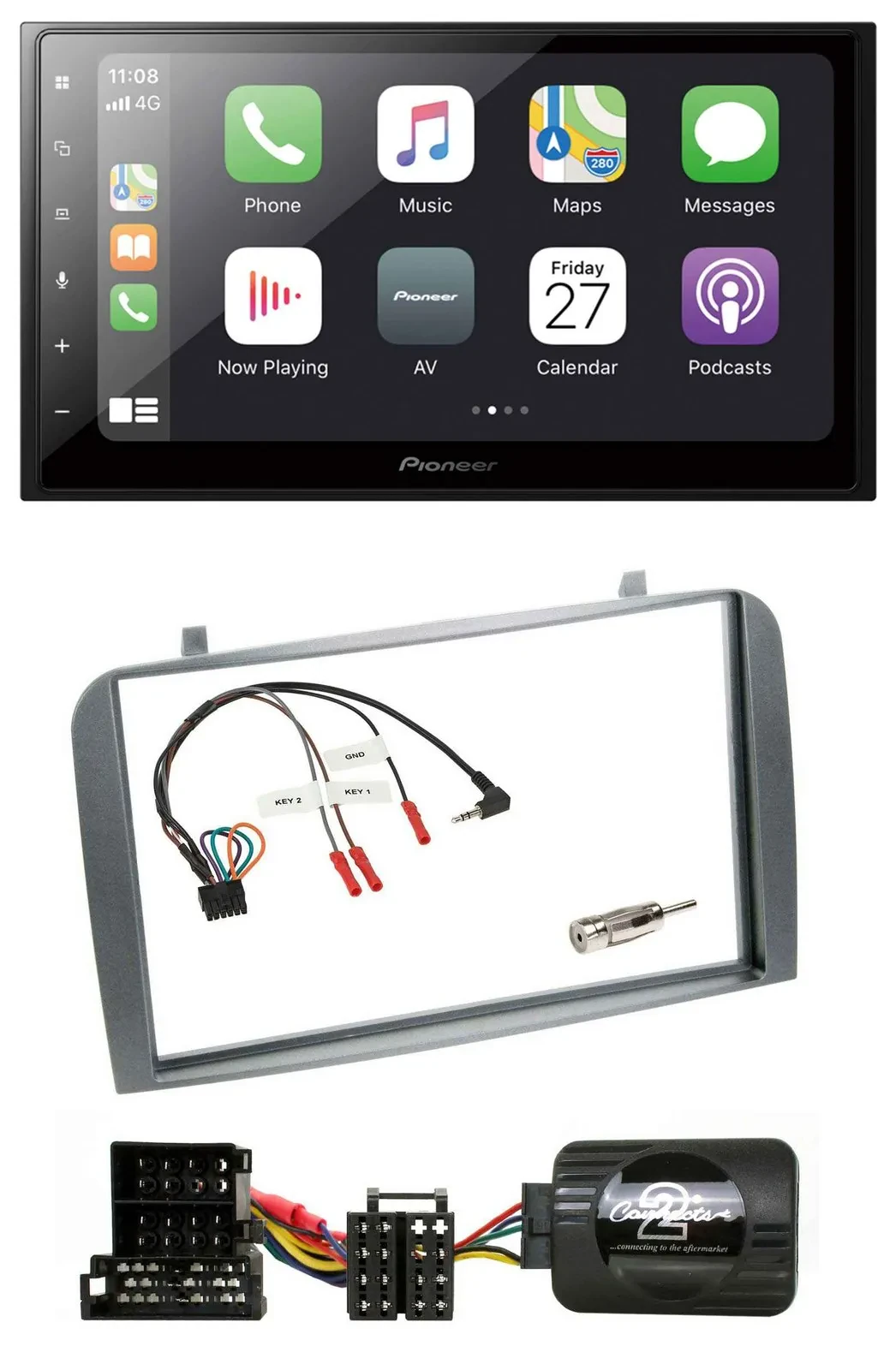 Pioneer Lenkrad Bluetooth DAB 2DIN USB Autoradio für Alfa Romeo GT 147 2000-2008
