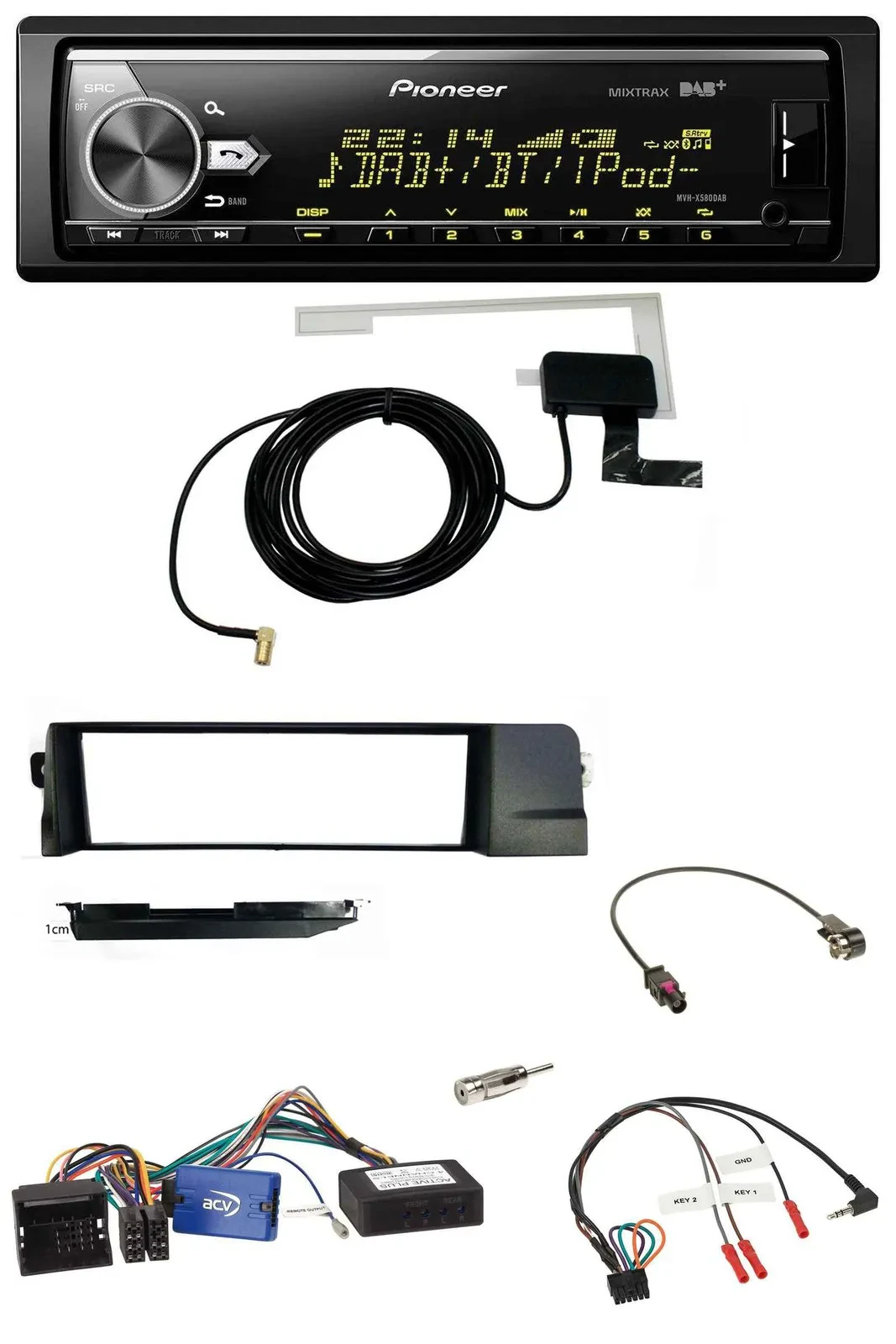 Pioneer Bluetooth DAB USB Lenkrad Autoradio für BMW 3er 01-07 E46 schwarz HQ