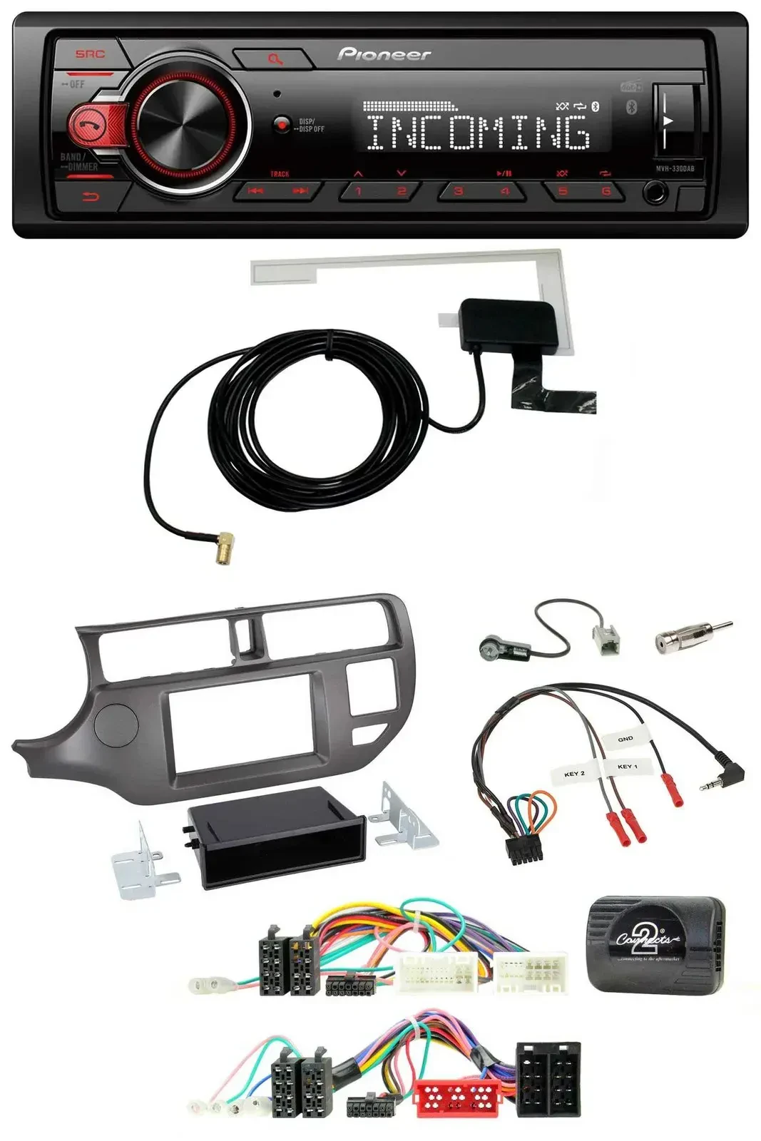 Автомагнитола Pioneer USB, DAB, Bluetooth для Kia Rio UB (2011–2015), антрацит