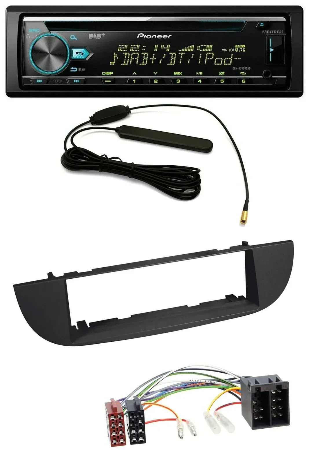 Автомагнитола Pioneer CD/MP3, USB, AUX, DAB для Fiat 500 (с 2007) черная