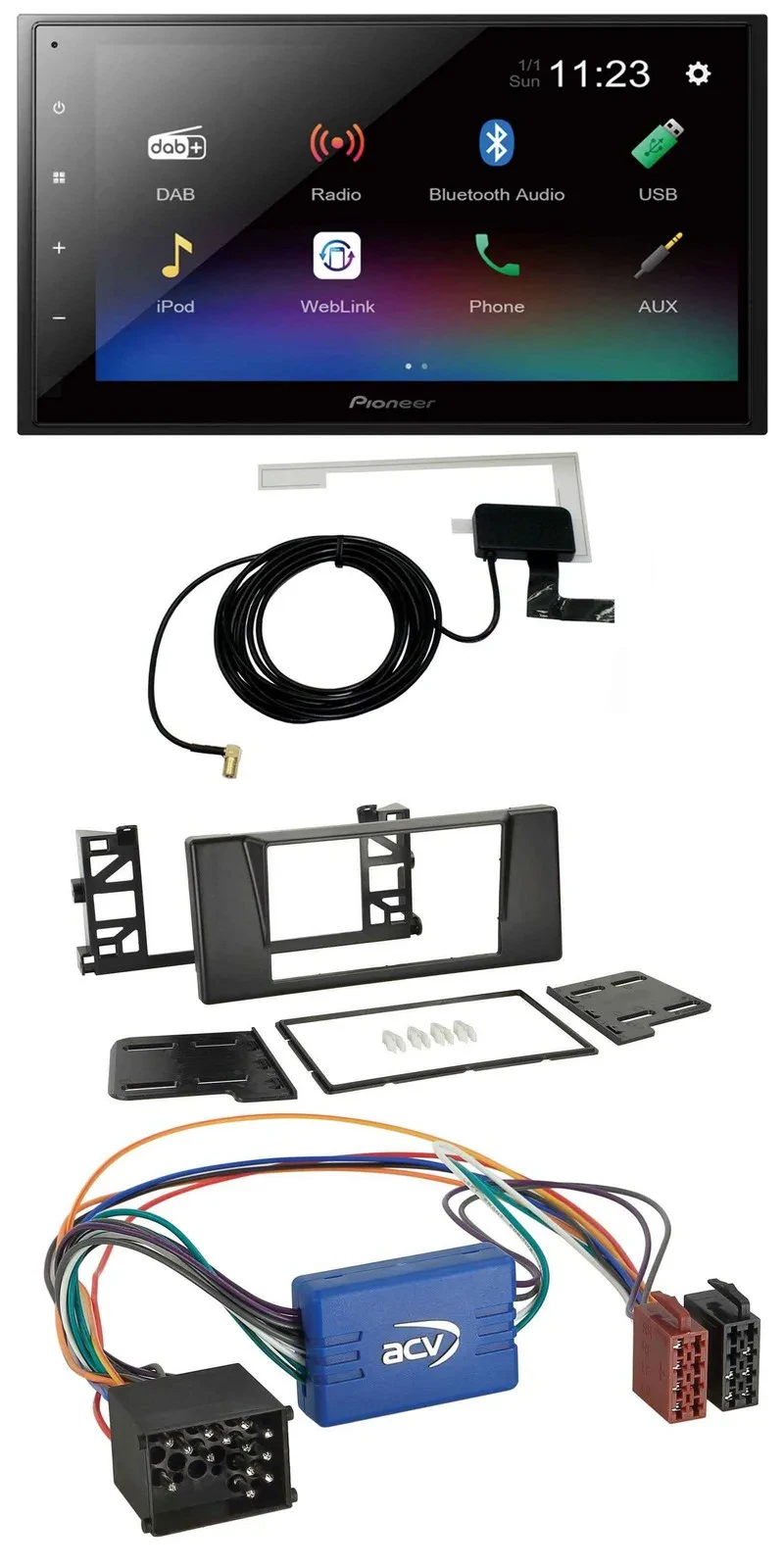 Автомагнитола Pioneer 2DIN DAB Bluetooth USB MP3 для BMW X5 E53 и 5 серии E39 (Rundpin)
