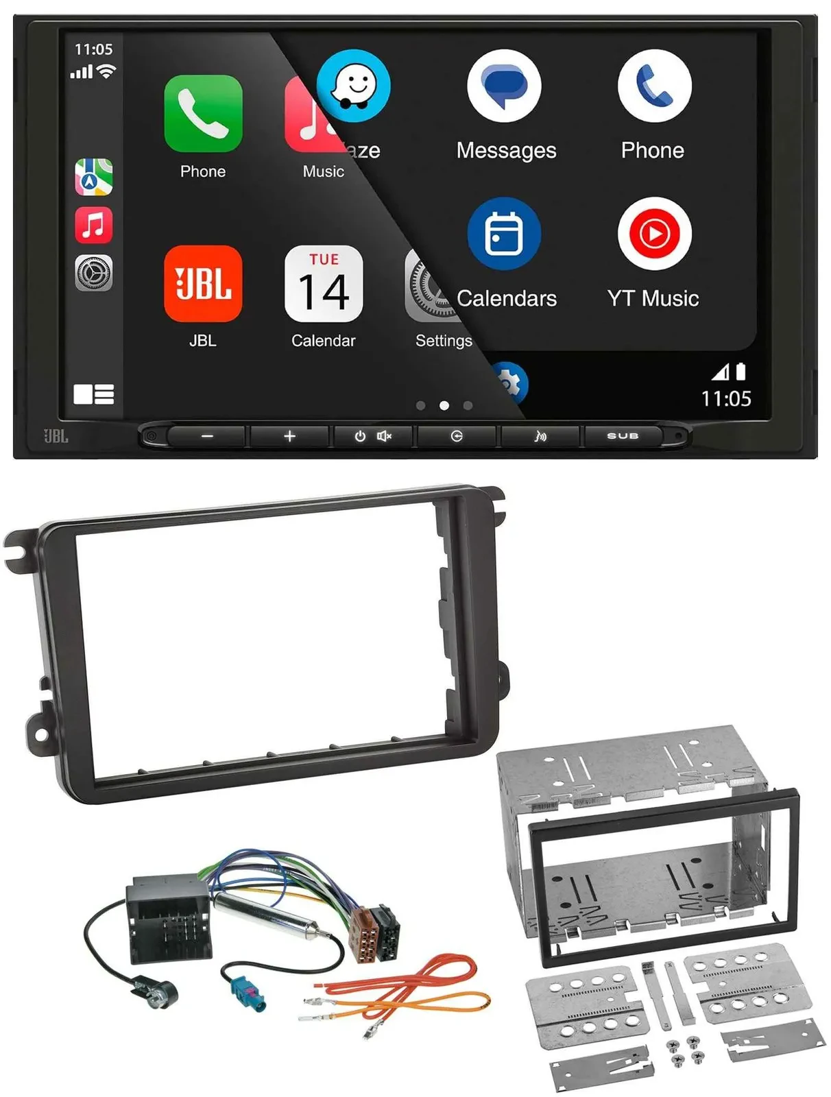 JBL USB 2DIN MP3 Bluetooth AUX Autoradio für Skoda Fabia Octavia II Rapid Roomst