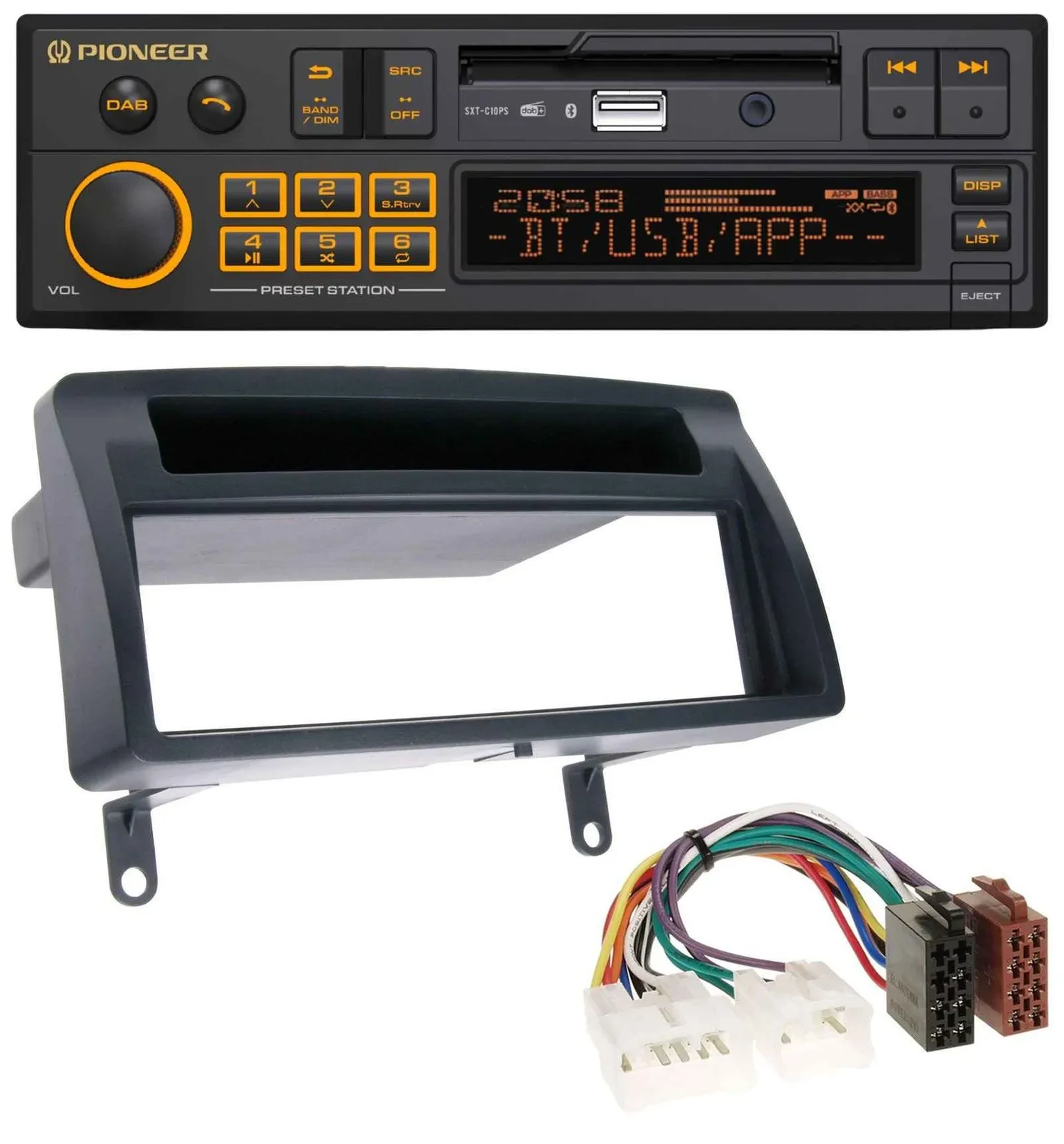 Pioneer DAB MP3 USB Bluetooth Autoradio für Toyota Corolla E12 2003-2008 dunkelg