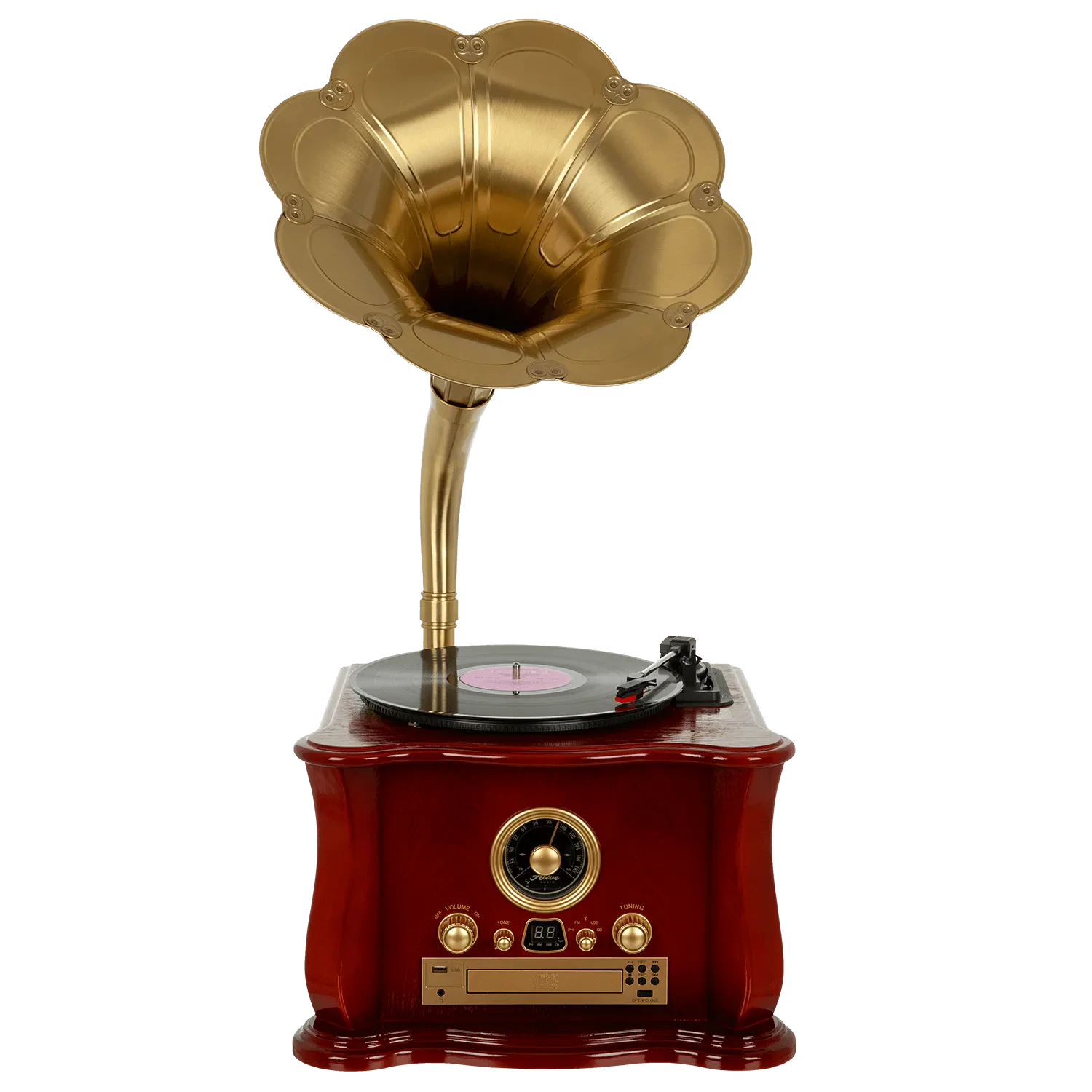 Виниловый проигрыватель (Грамофон) Alive Audio Gramophone Wood (CD, FM-радио, USB)