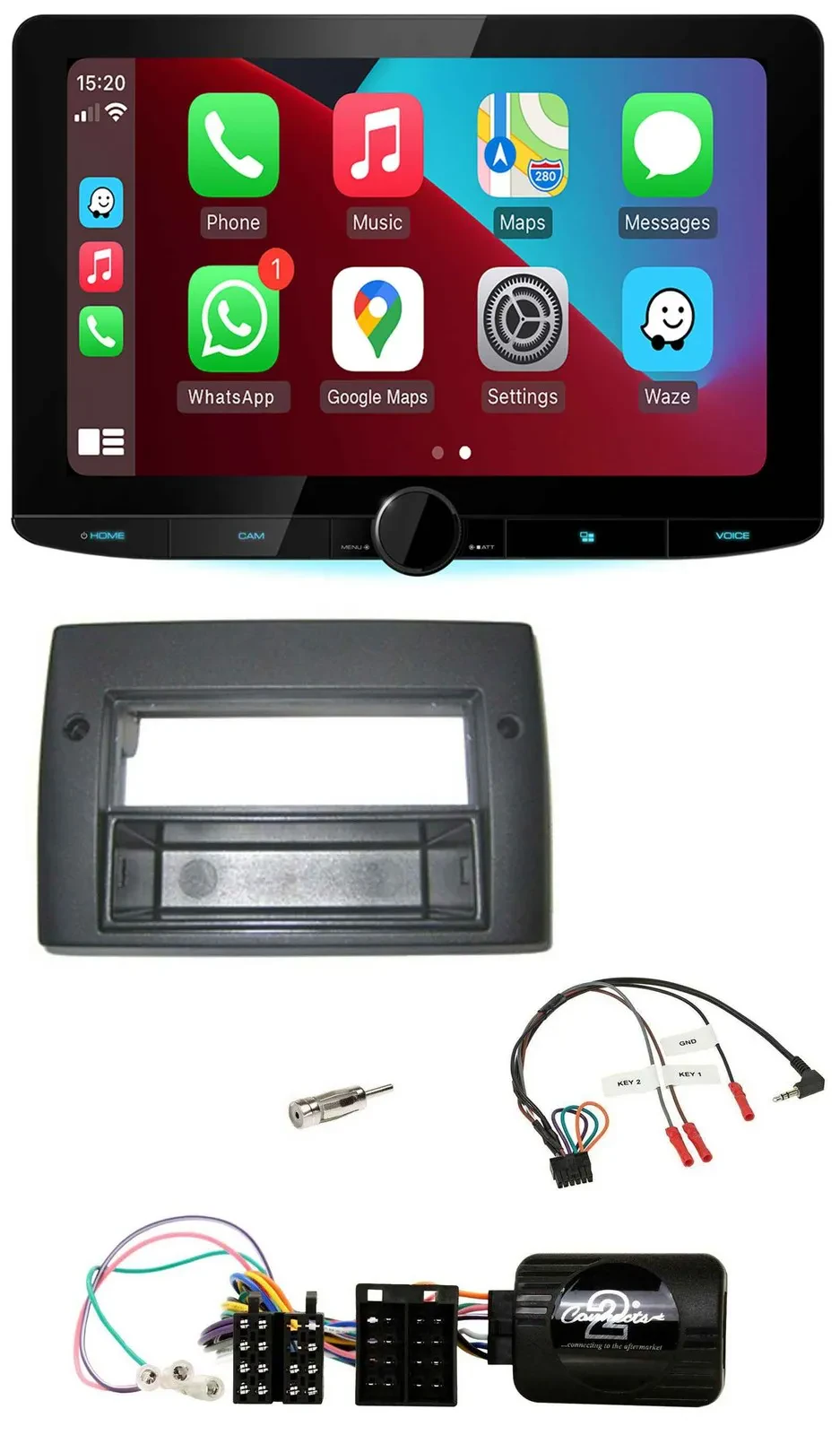 Kenwood Lenkrad USB DAB Bluetooth Autoradio für Fiat Stilo 2001-2007 Profi Ablag