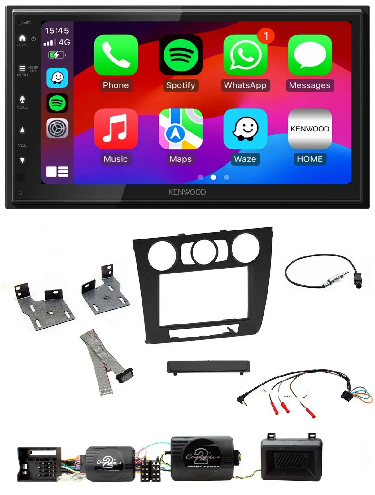 Kenwood Lenkrad USB DAB 2DIN Bluetooth Autoradio für BMW 1er PDC man. Klima E87/