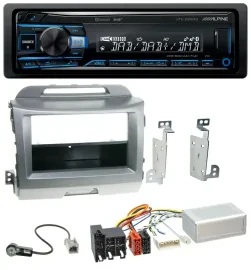 Alpine USB Bluetooth DAB Lenkrad Autoradio für Kia Sportage 3 10-15 Navi silber