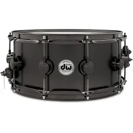 Малый барабан DW Collectors Series Satin Black Over Brass 14" x 6.5, фурнитура Black Nickel