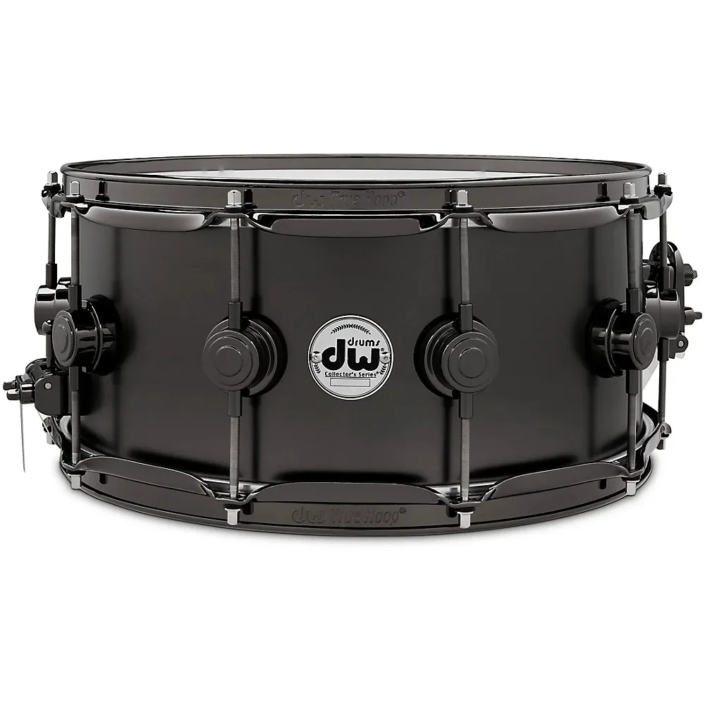 Малый барабан DW Collectors Series Satin Black Over Brass 14" x 6.5, фурнитура Black Nickel