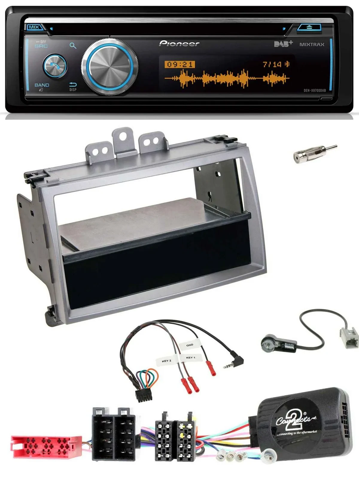 Автомагнитола Pioneer DAB USB CD Bluetooth для Hyundai i20 (2009–2011), серебристая