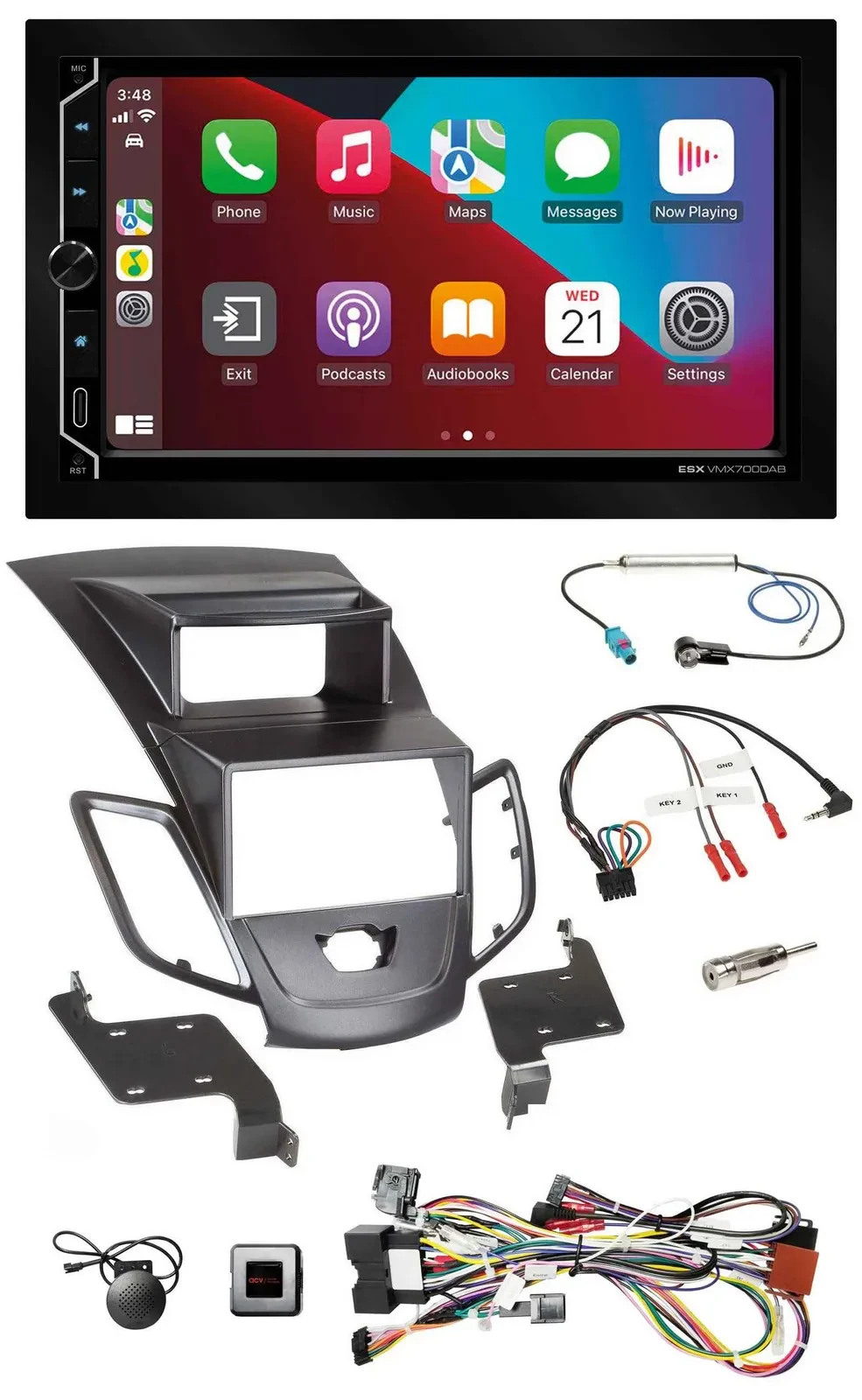 ESX 2DIN DAB USB Lenkrad Bluetooth Autoradio für Ford Fiesta Display 2008-10 sch