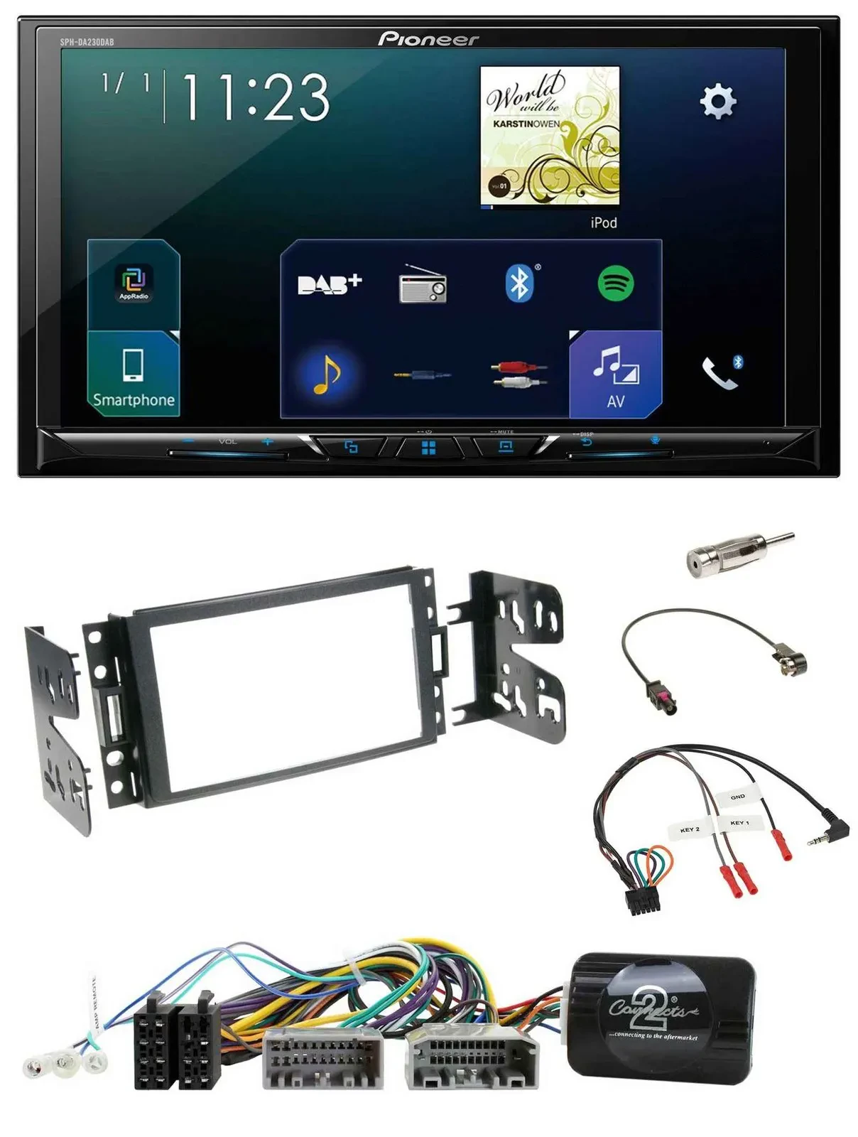 Автомагнитола для Jeep Grand Cherokee 2011–2020 Pioneer 2DIN, DAB, Bluetooth, USB