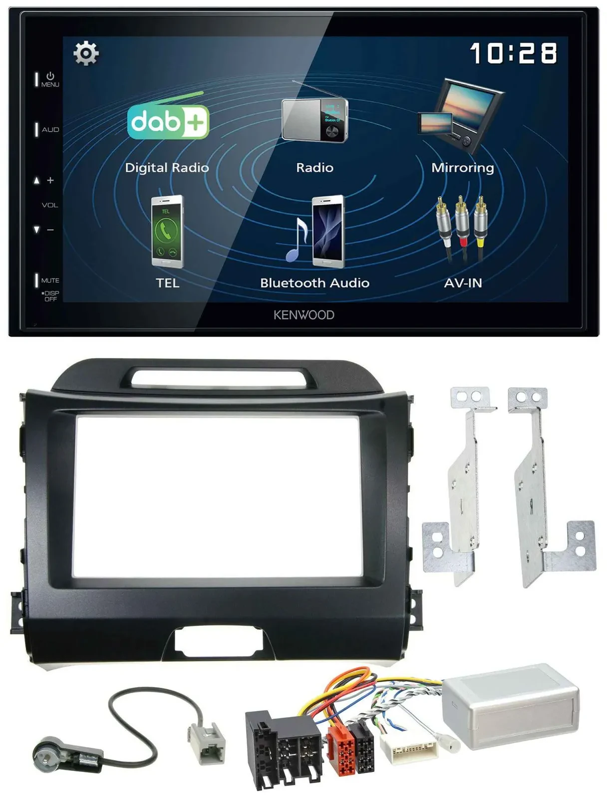 Kenwood 2DIN Bluetooth Lenkrad USB DAB Autoradio für Kia Sportage 3 10-15 Navi s