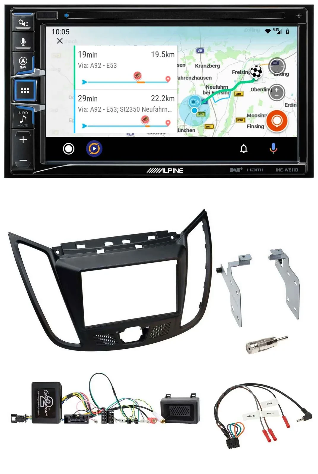 Alpine Bluetooth TMC USB DAB 2DIN Lenkrad Navigation für Ford Kuga DM2 ab 2013