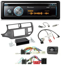 Автомагнитола Pioneer DAB, USB, CD, Bluetooth для Kia Rio UB (2011–2015), цвет антрацит, поддержка управления на руле