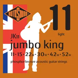 Струны для акустической гитары Rotosound JK11 11-52, бронза фосфорная