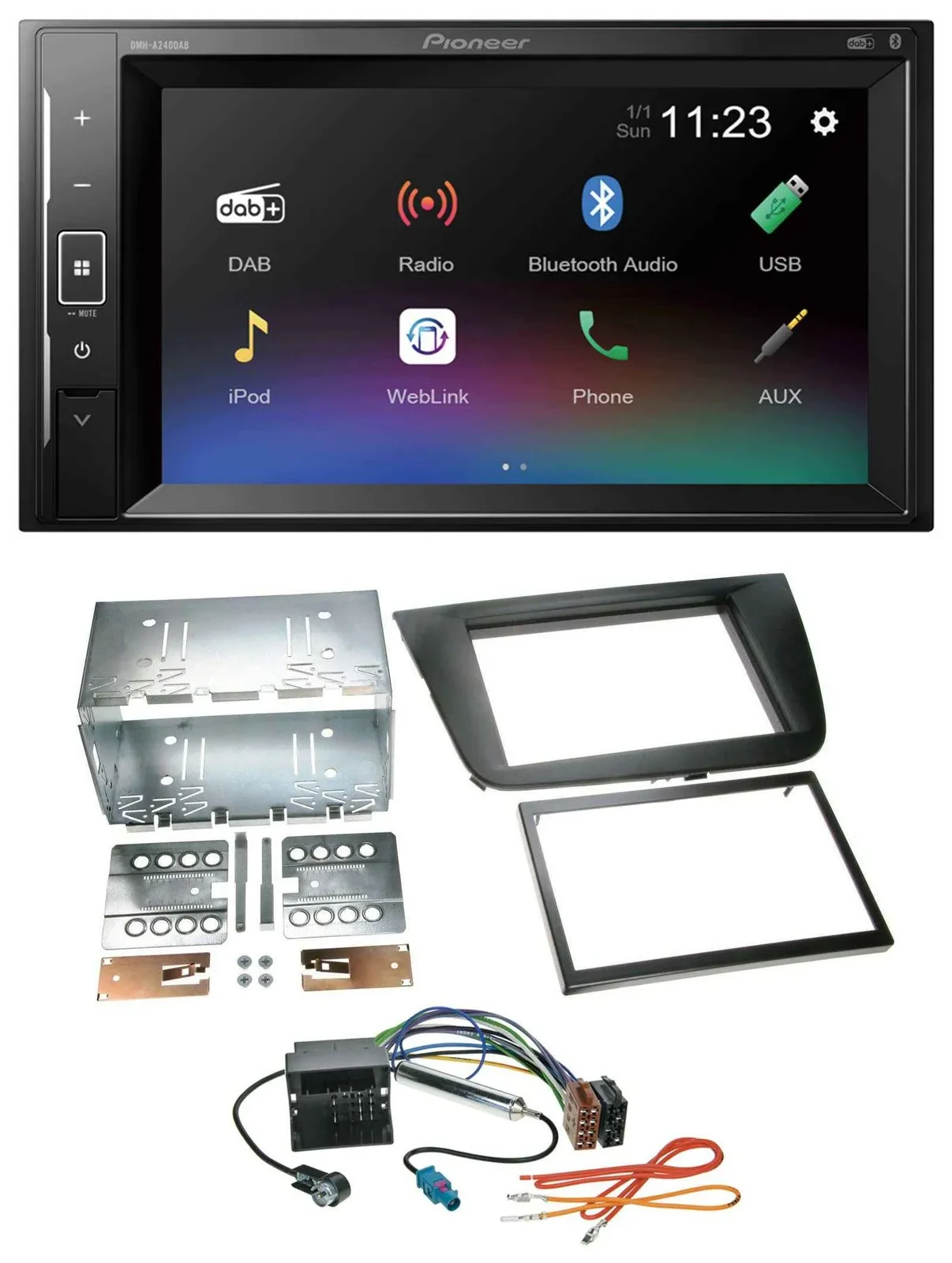 Автомагнитола Pioneer 2DIN DAB MP3 Bluetooth USB для Seat Leon (2005–2009), черный