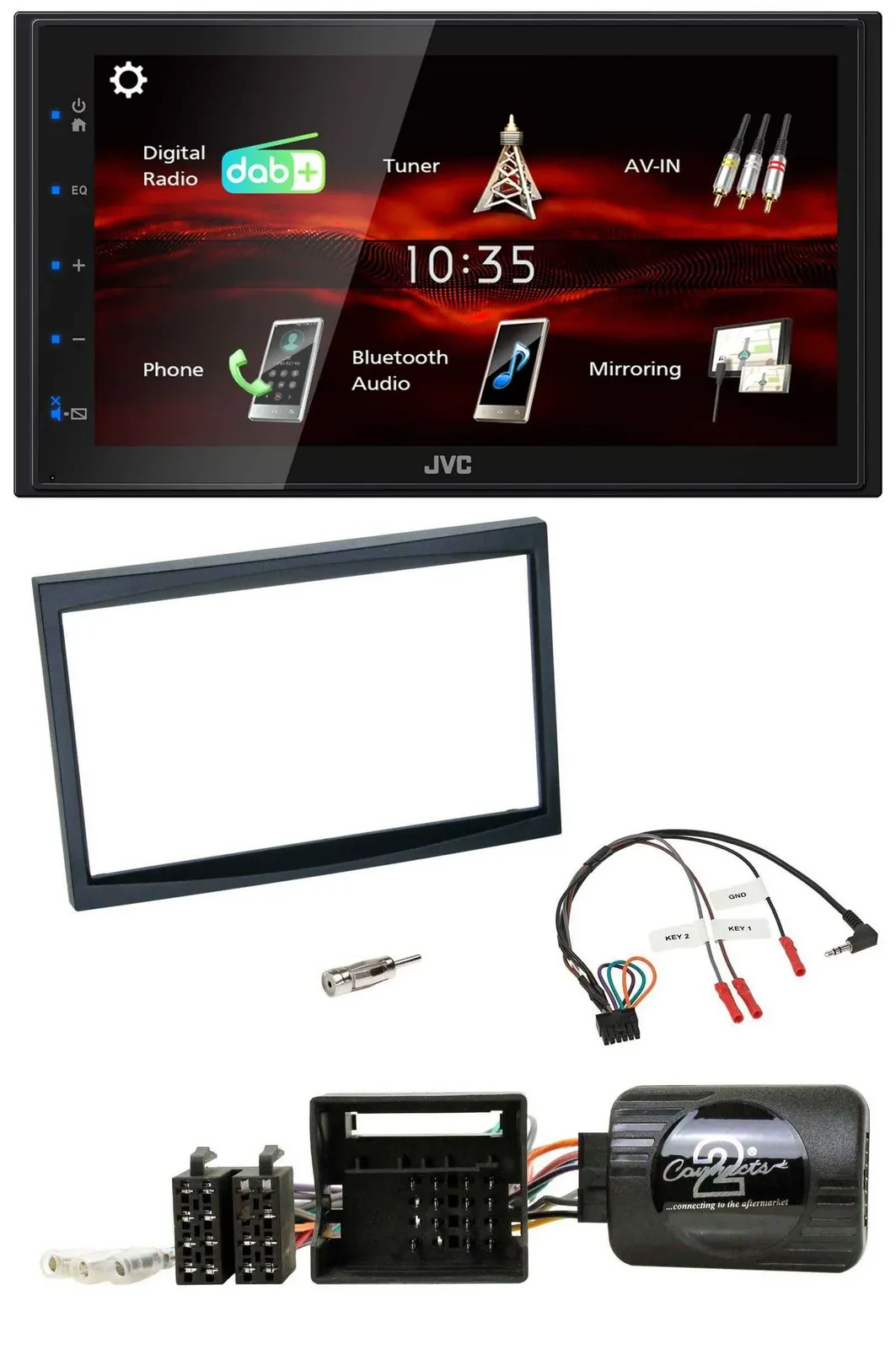 JVC USB Bluetooth Lenkrad DAB 2DIN Autoradio für Citroen C2 C3 Berlingo Jumpy Fi