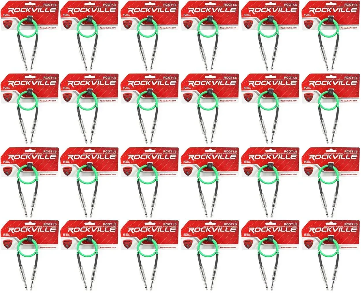 Патч-кабель инструментальный Rockville RCGT1.5G Green 0.45 м (24 штуки)
