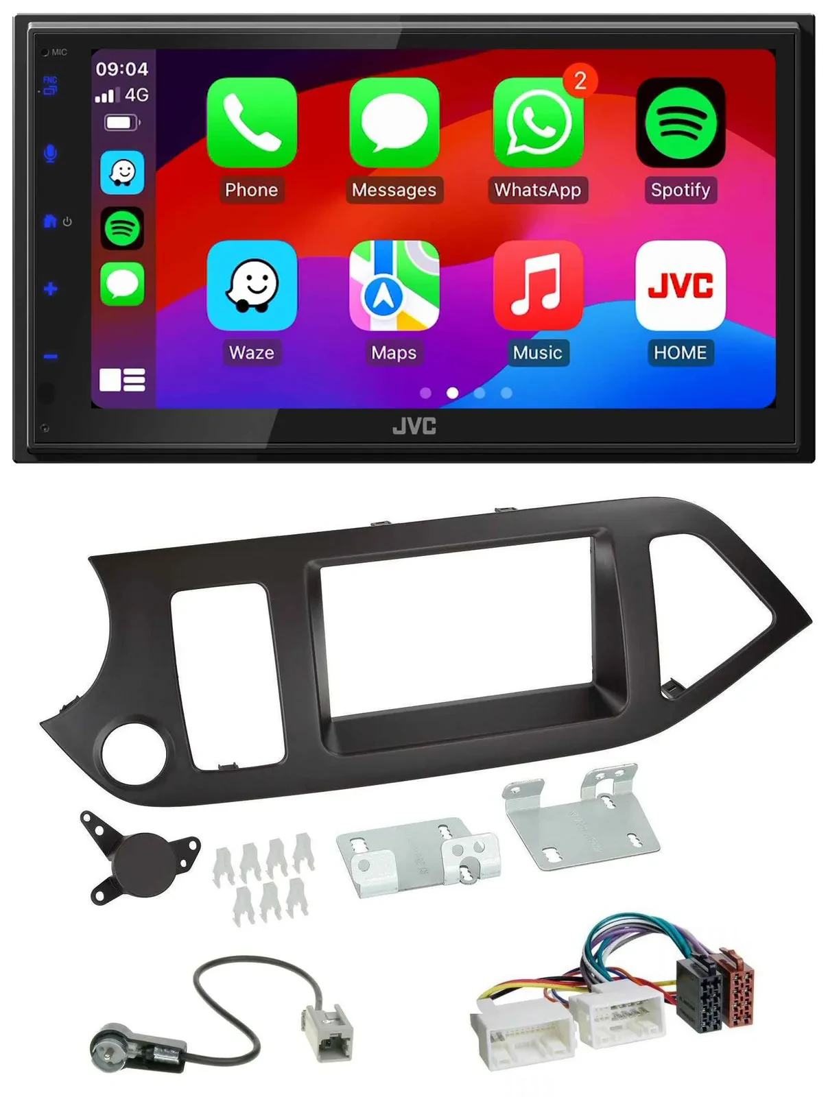 JVC Bluetooth 2DIN MP3 DAB USB Autoradio für Kia Picanto ab 11 ohne Start-Stop