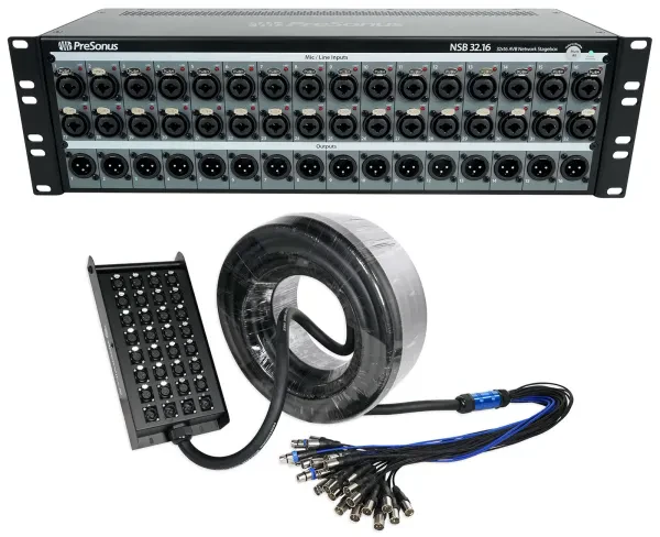 Presonus NSB 32.16 32x16 AVB Networked Stagebox w/XMAX Preamps + Snake Cable