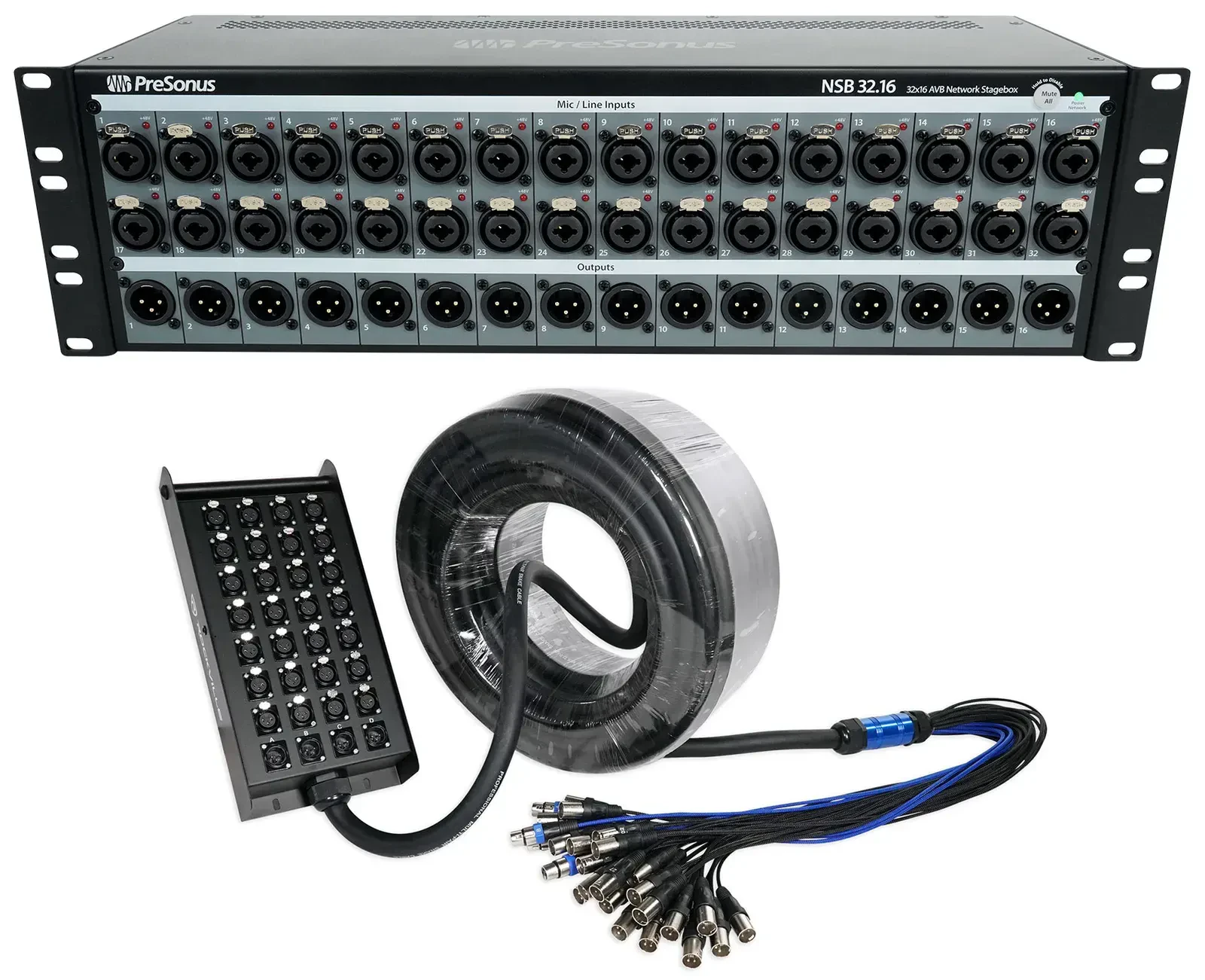 Мультикор PreSonus NSB 32.16 32x16 AVB с предусилителями XMAX (набор)