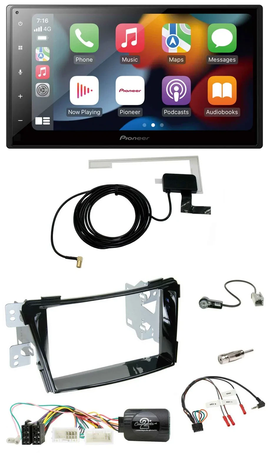 Автомагнитола для Hyundai i40 (с 2011) Pioneer 2DIN USB Bluetooth DAB, поддержка кнопок на руле