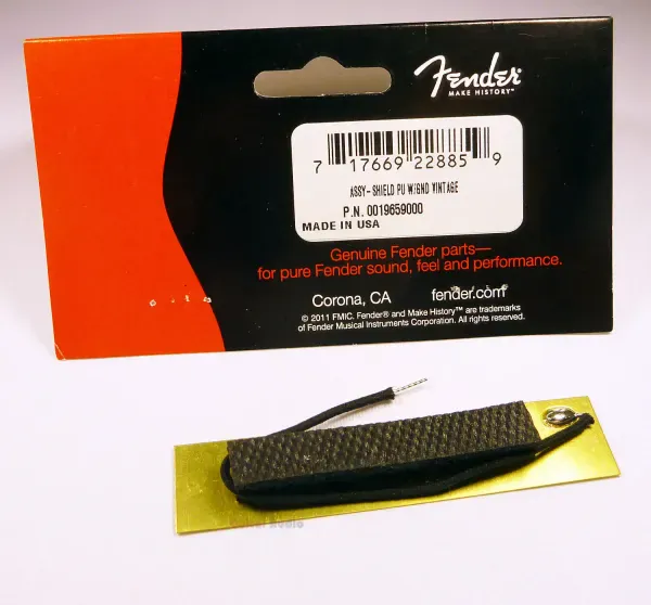 Genuine Fender Vintage Jazz Bass NECK Pickup Shield w/ Ground Wire 001-9659-049