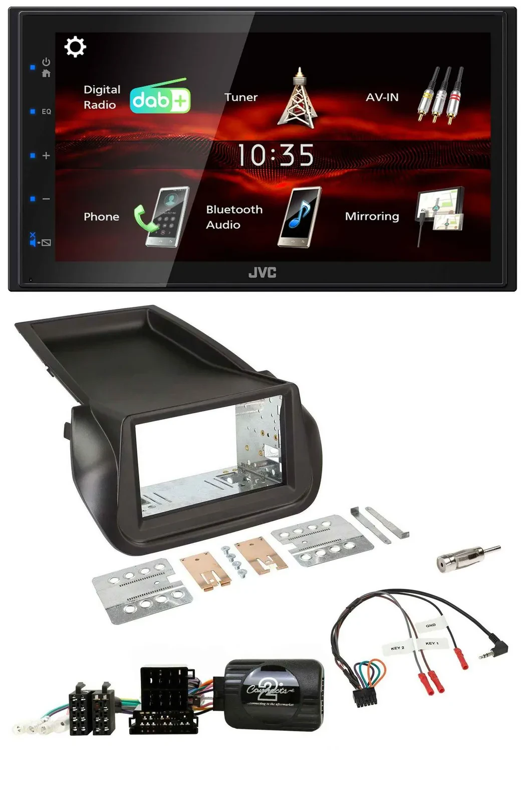 JVC USB Bluetooth Lenkrad DAB 2DIN Autoradio für Citroen Nemo Fiat Fiorino Peuge
