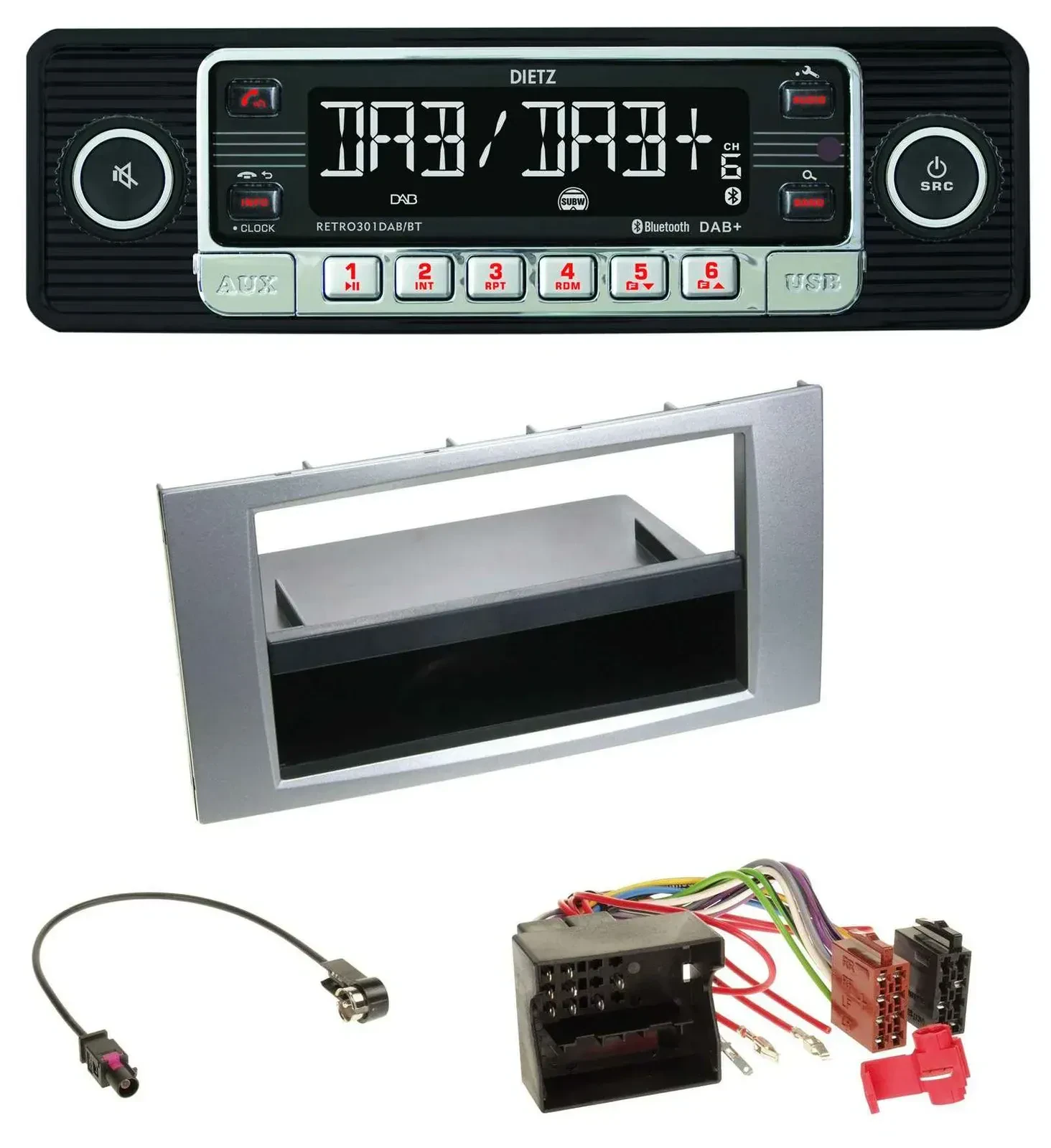 Dietz USB DAB MP3 Bluetooth Autoradio für Ford Kuga Fusion Transit 05-12 silber