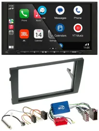 JBL USB 2DIN MP3 Bluetooth AUX Autoradio für Audi A4 B6 B7 01-08 Aktivsystem Min