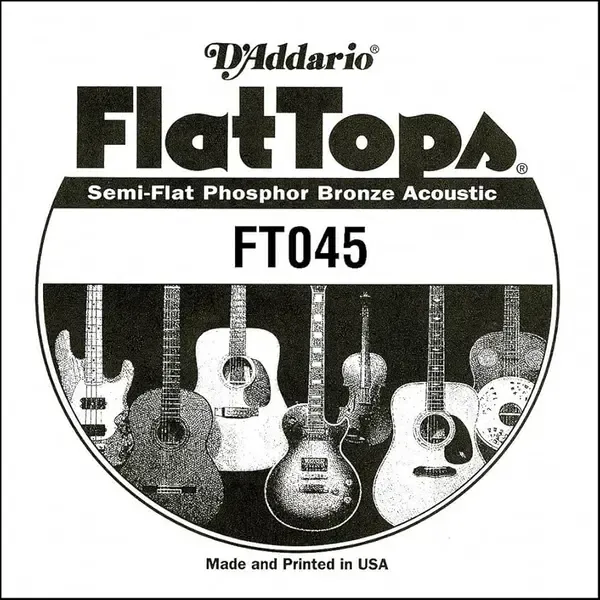 Струна одиночная D'Addario FT045 Semi-Flat Phosphor Bronze 045