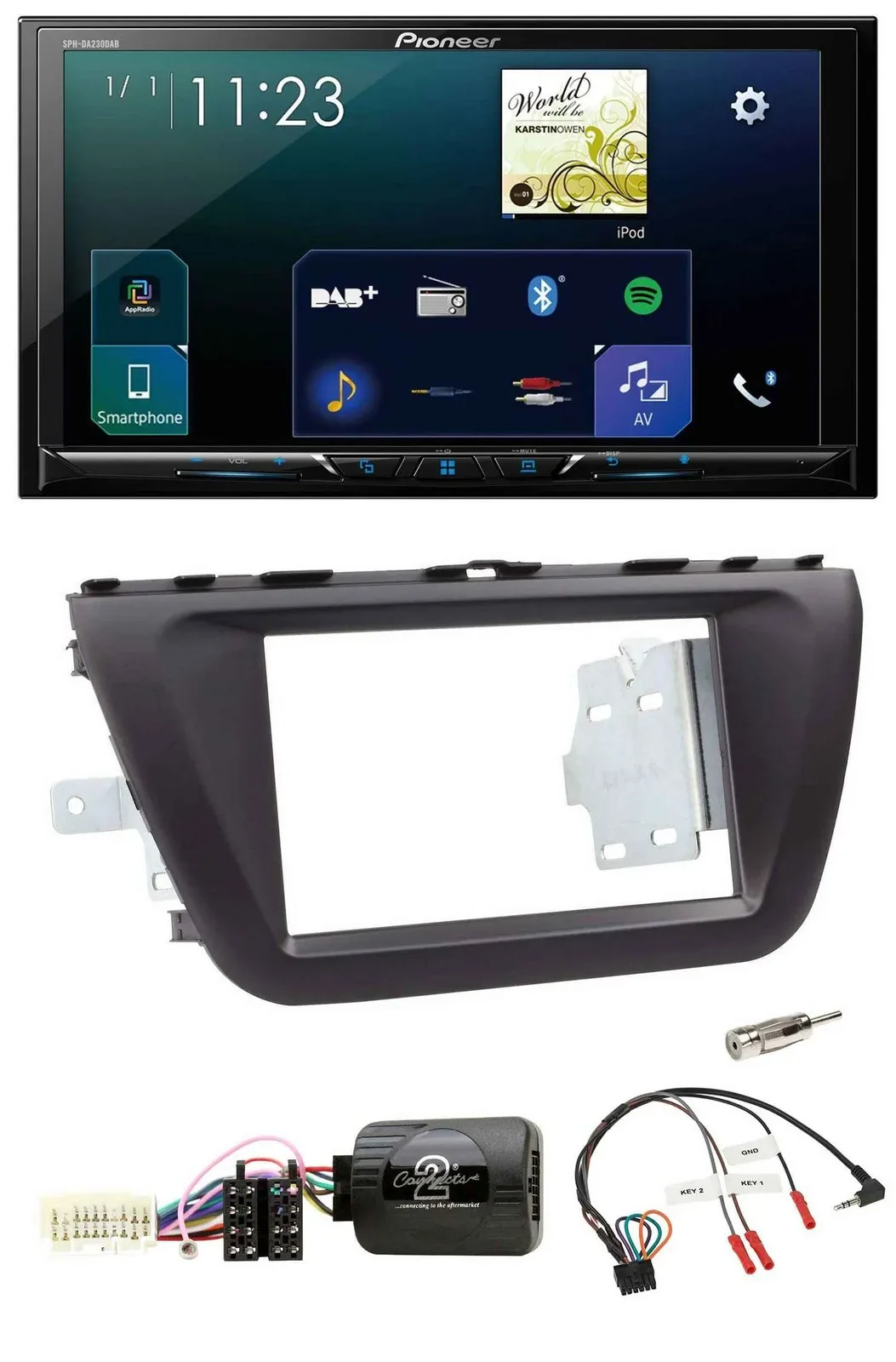 Автомагнитола для Suzuki SX4 (с 2013) Pioneer 2DIN, DAB, Bluetooth, USB, поддержка управления на руле