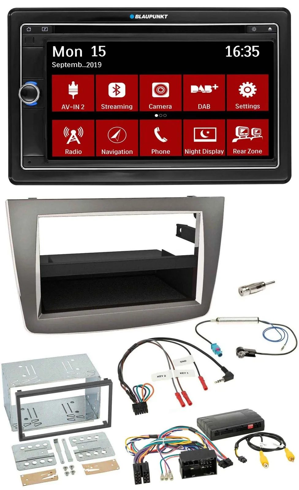 Blaupunkt Lenkrad DAB TMC 2DIN USB Bluetooth Navigation für Alfa Romeo Mito silb